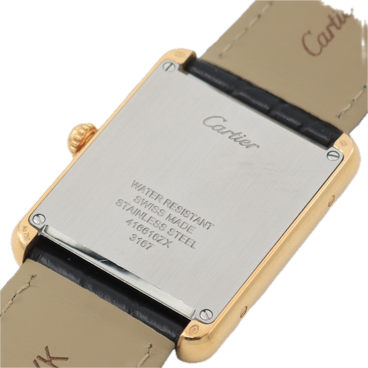 Cartier W5200004 Tank Solo Large Men's Quartz Wristwatch Swiss 18k Gold w/ Box