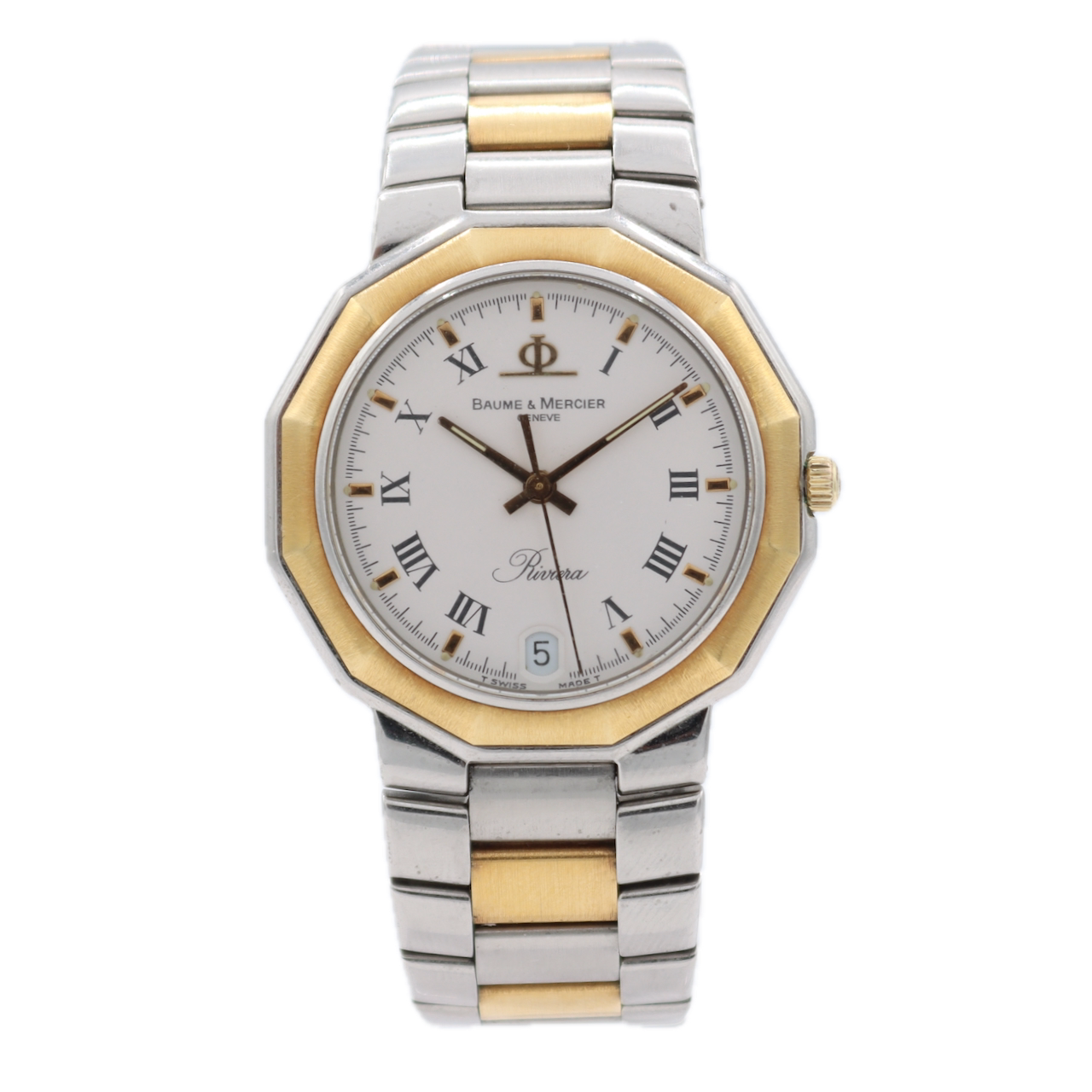 Vintage Baume & Mercier 5131 Riviera Unisex Quartz Wristwatch Swiss Steel & 18k