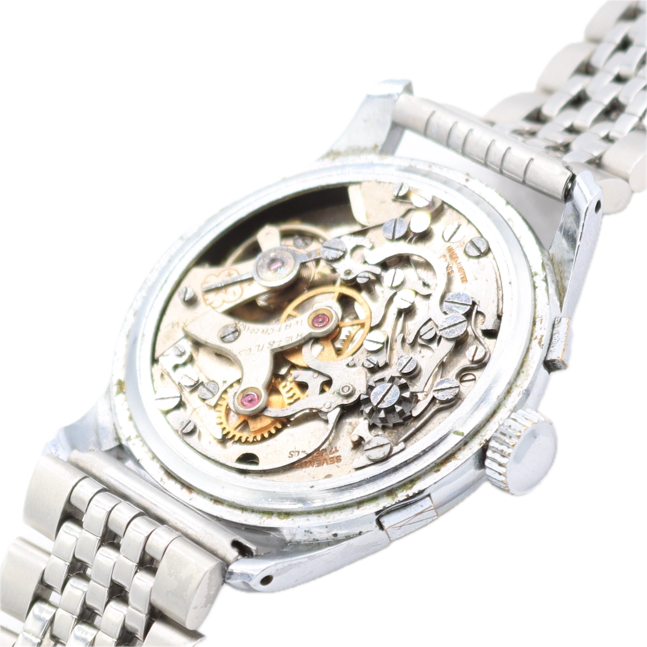 Vintage 35mm Helbros 17 Jewel Men's Chronograph Wristwatch Venus Swiss Steel