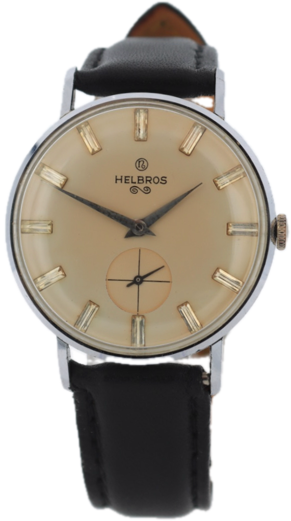 Vintage Helbros Jeweled Men's Mechanical Wristwatch AS 1660 Swiss Chrome