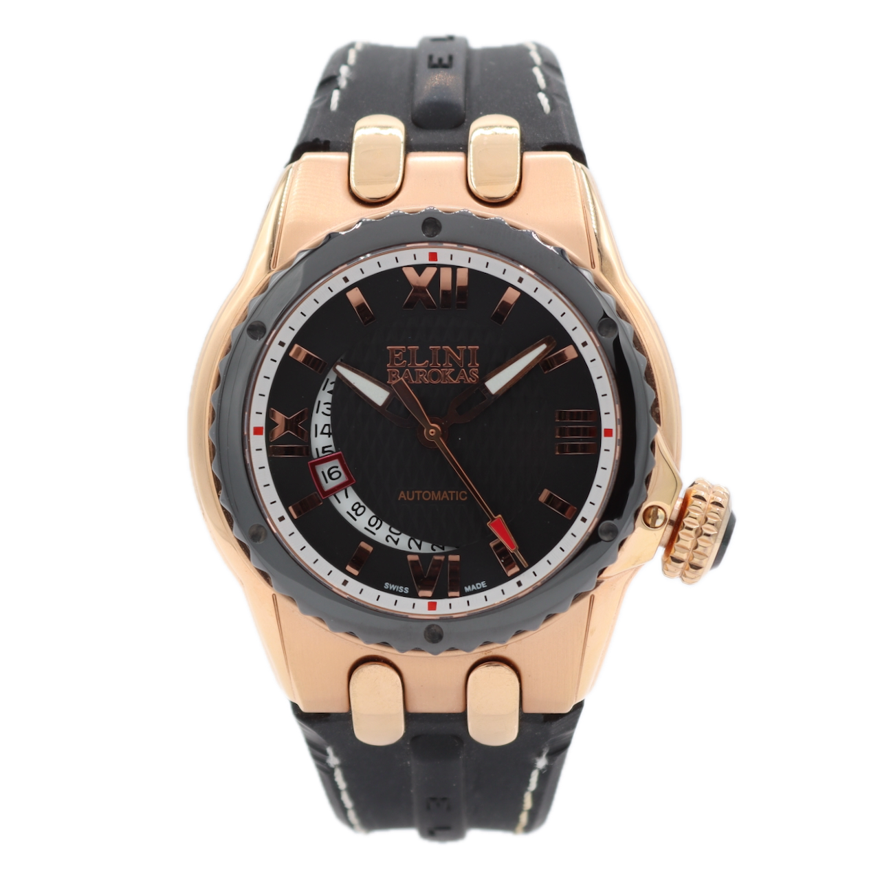 46mm Elini Barokas Genesis Vision Men's Automatic Wristwatch Gold Tone Roman