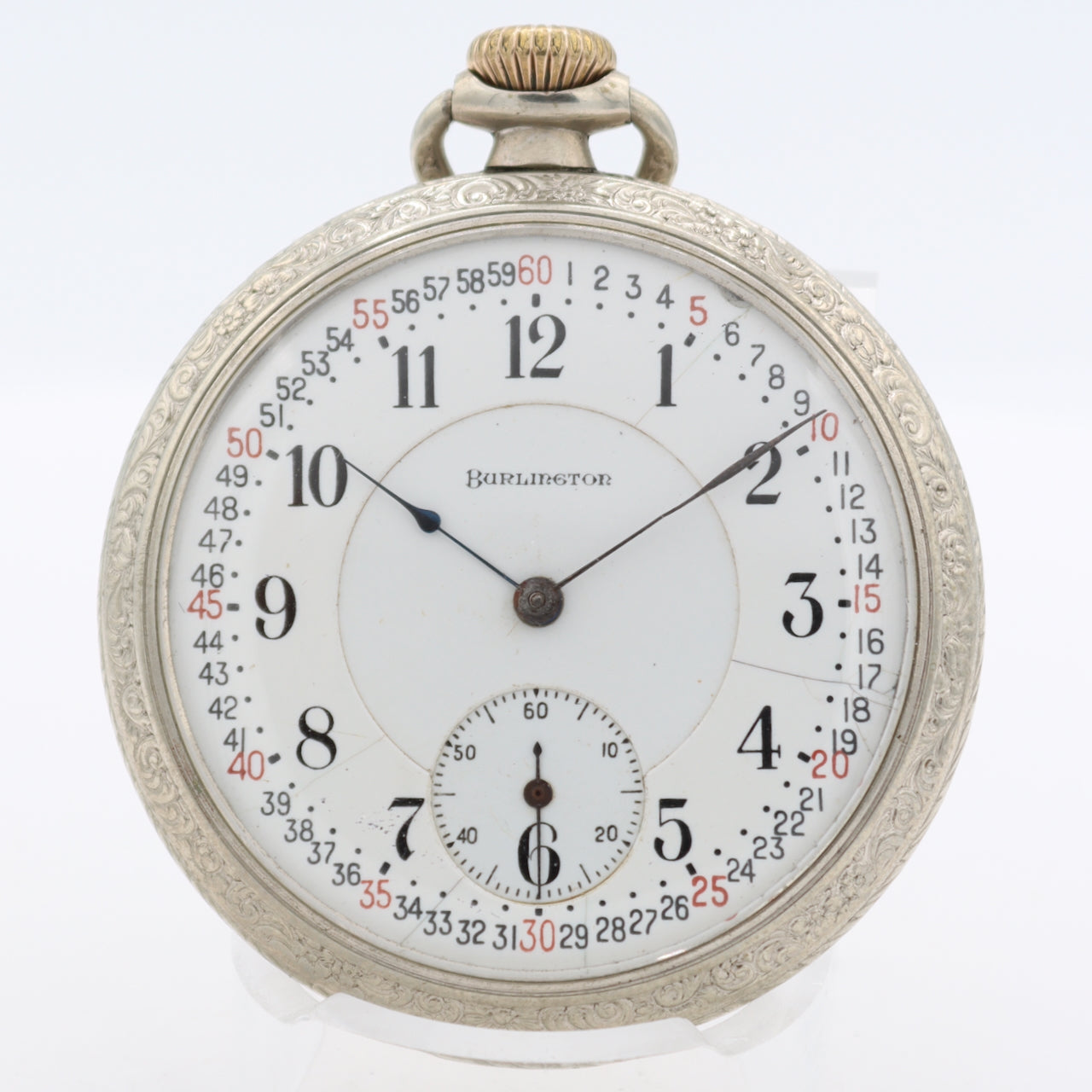 Antique 16s 1916 Burlington 19j Mechanical Pocket Watch 106 Silveroid USA