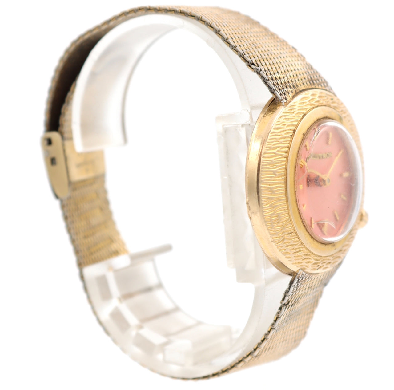 Vintage 36mm Accutron Bark Finish Ladies Tuning Fork Wristwatch 218 USA 10k GF