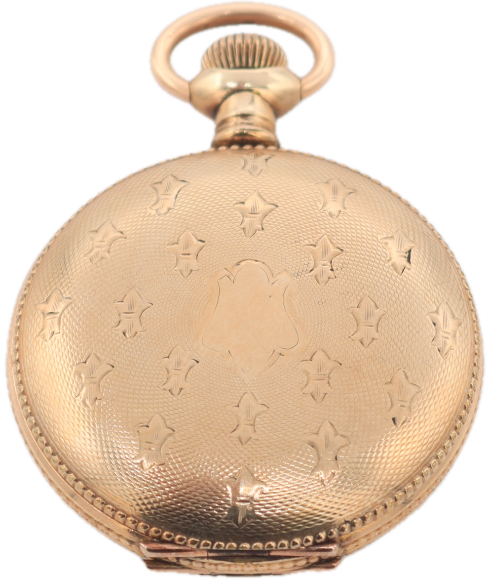 Antique 0s 1907 Waltham Beaded 13 Jewel Hunter Pocket Watch 161 14k GF USA