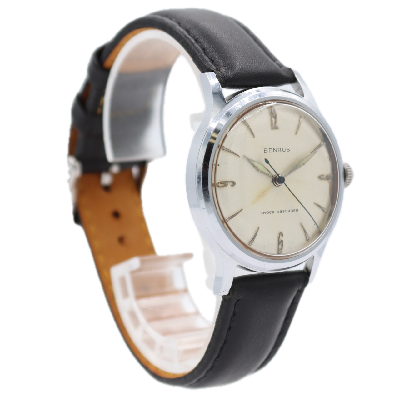 Vintage 33mm Benrus 2155 Men's Mechanical Wristwatch ER23 Swiss Chrome Plated