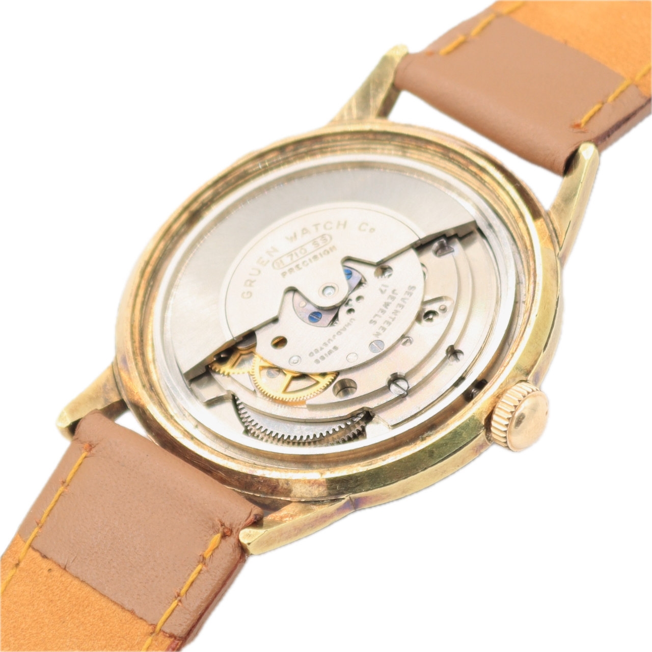 Vintage 35mm Gruen Precision 17 Jewel Men's Automatic Wristwatch N710 SS Runs