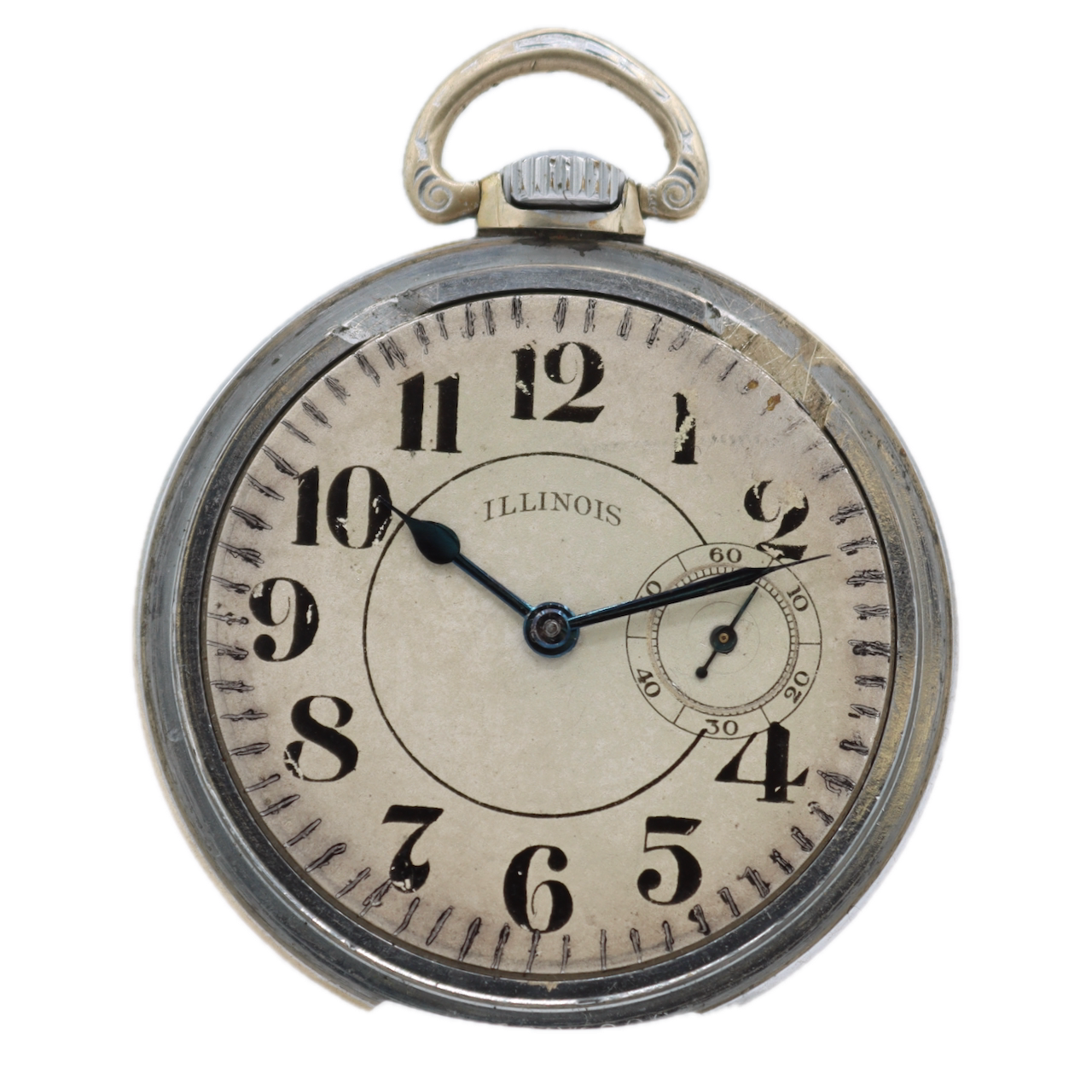 Antique 18s Illinois 4 15 Jewel Mechanical Pocket Watch 173 Chrome Plated USA