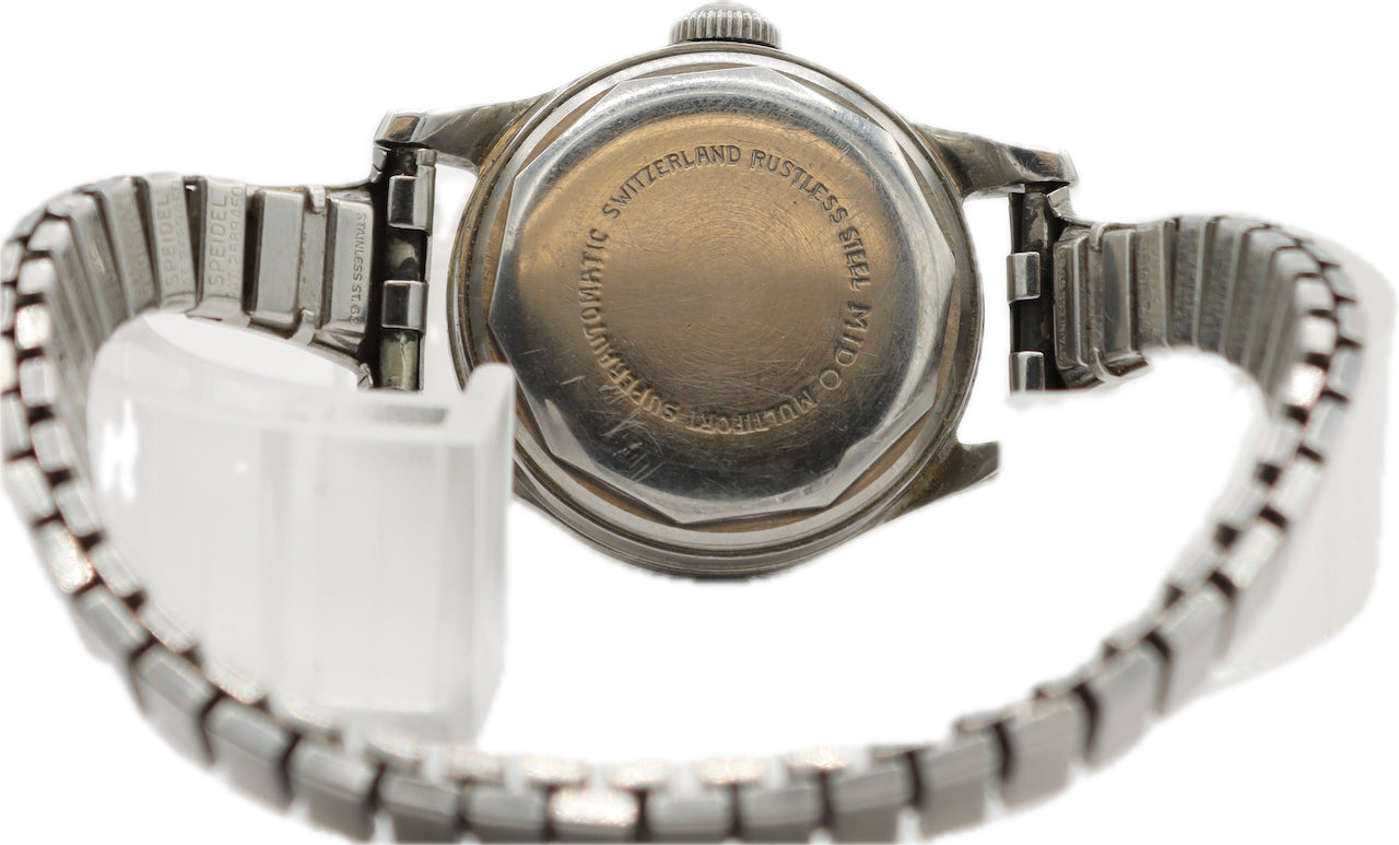 Vintage 25mm Mido Multifort Ladies Automatic Wristwatch 717 Swiss Steel