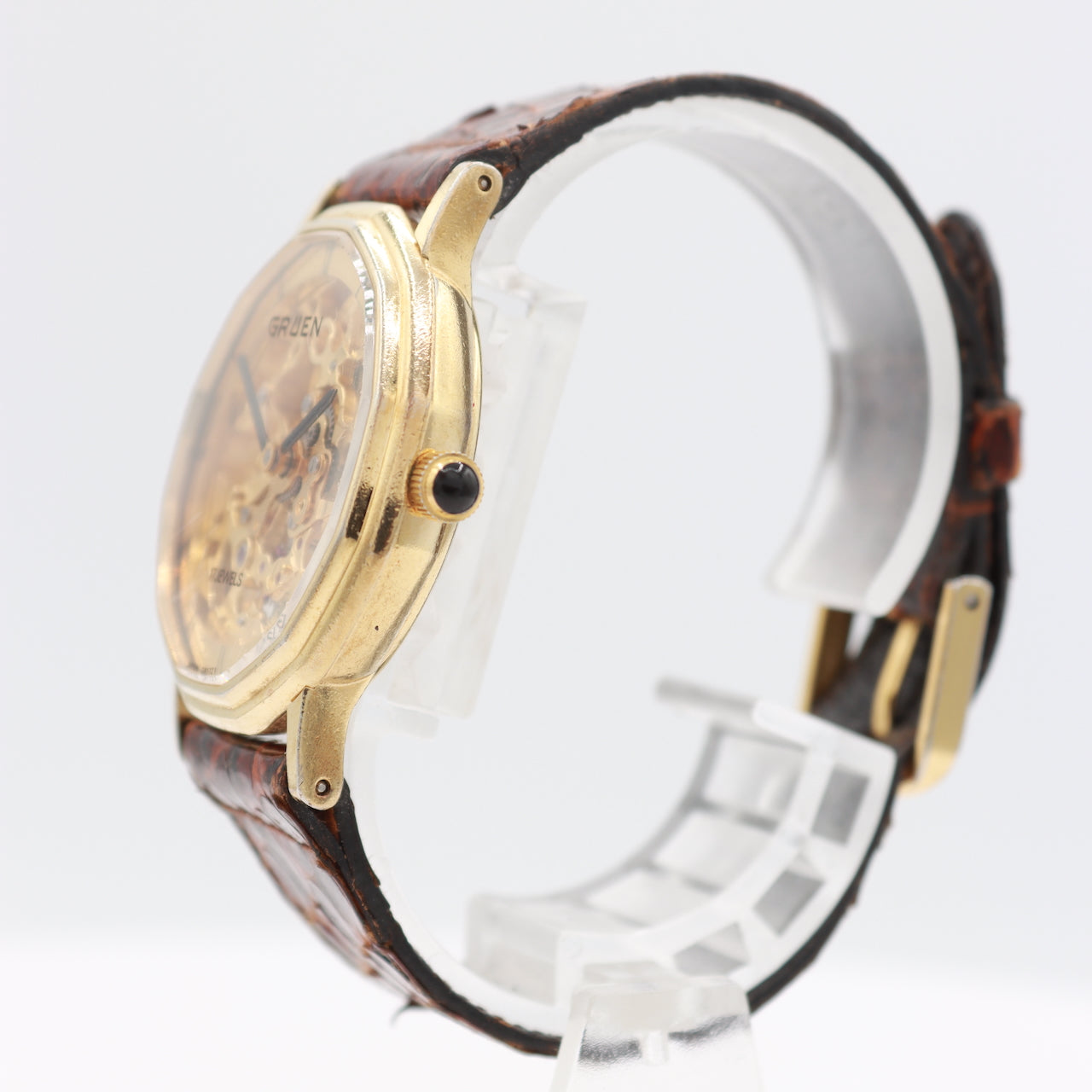 Vintage Gruen GR1721 001-8N34 Skeleton Men's Mechanical Wristwatch w/ Box