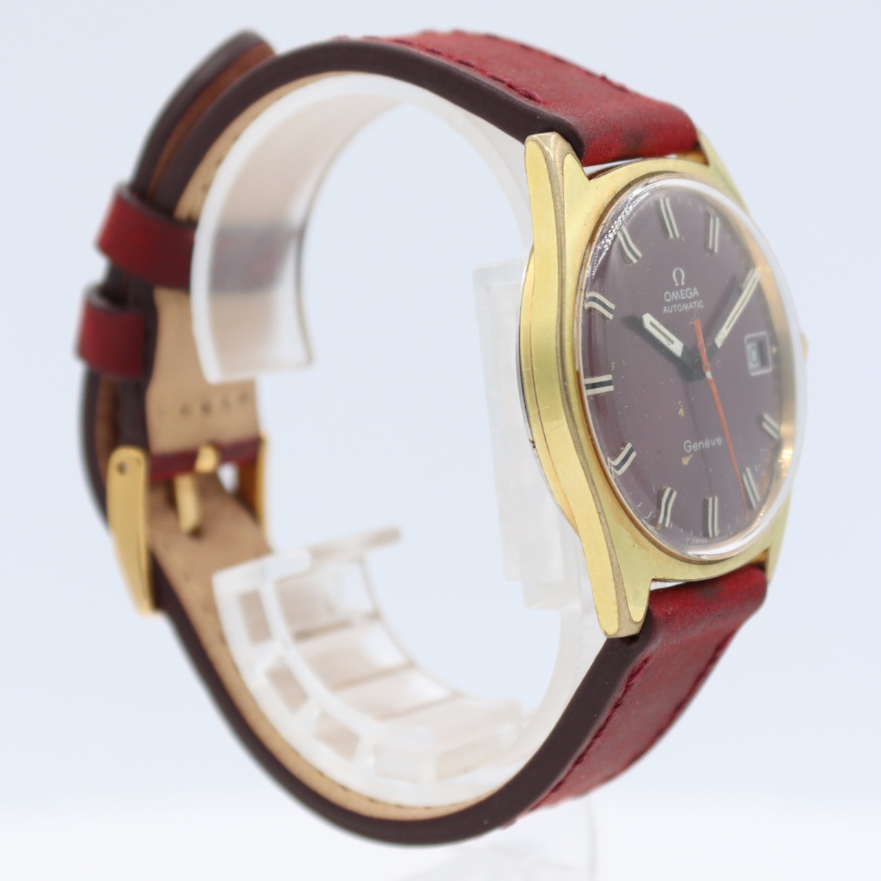1968 Omega 166.041 Burgundy Men's Automatic Wristwatch 565 Swiss Gold Plated