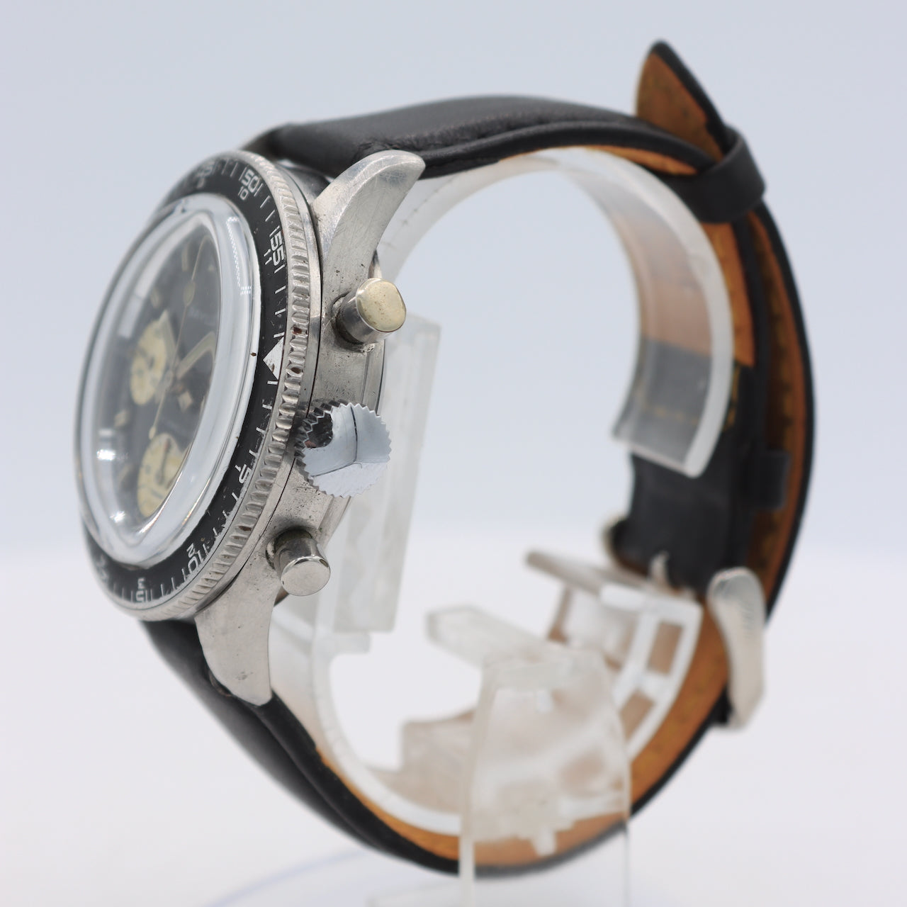 Vintage Baylor 1079 Reverse Panda Men's Chronograph Wristwatch Landeron 349