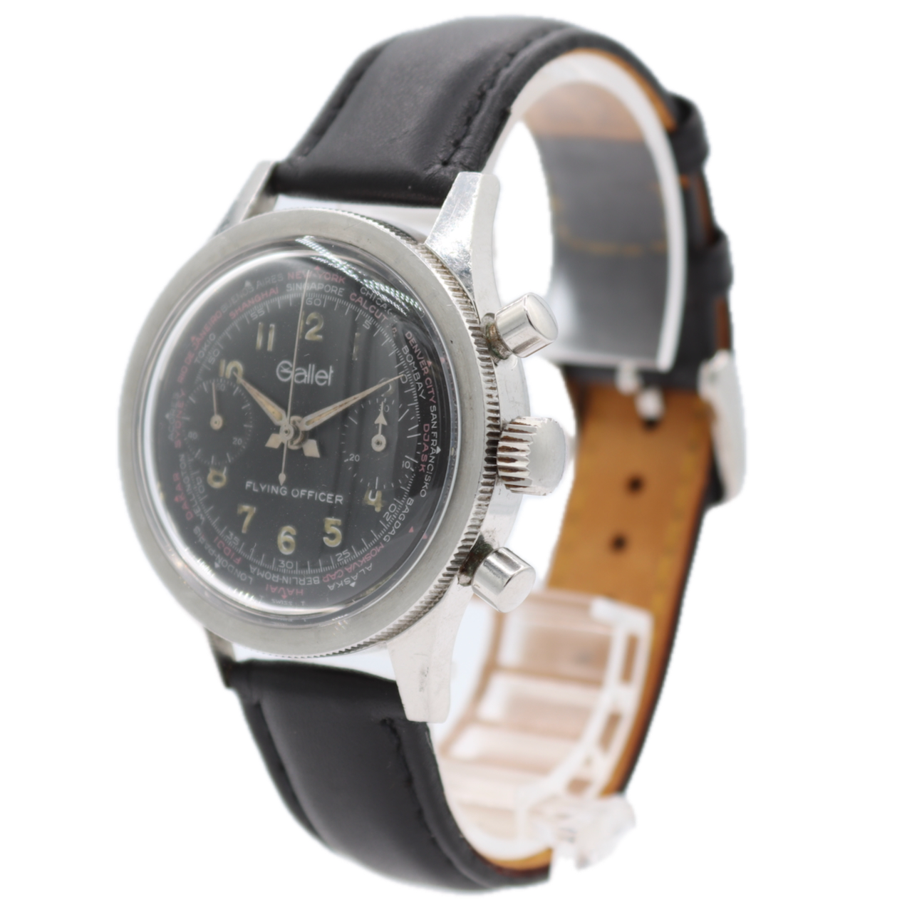 Vintage Gallet Flying Officer Men's Chronograph Wristwatch Landeron 149 Steel