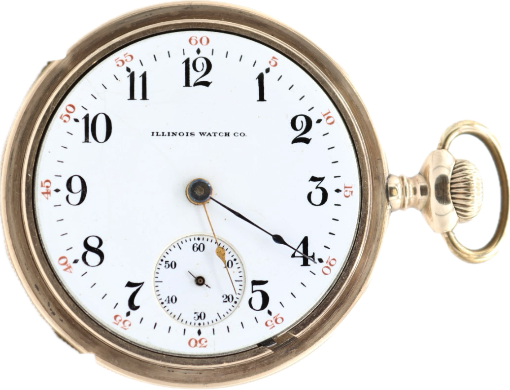 Antique 18S Illinois Railroad Pocket Watch 79 10k Gold Filled Beaded Style