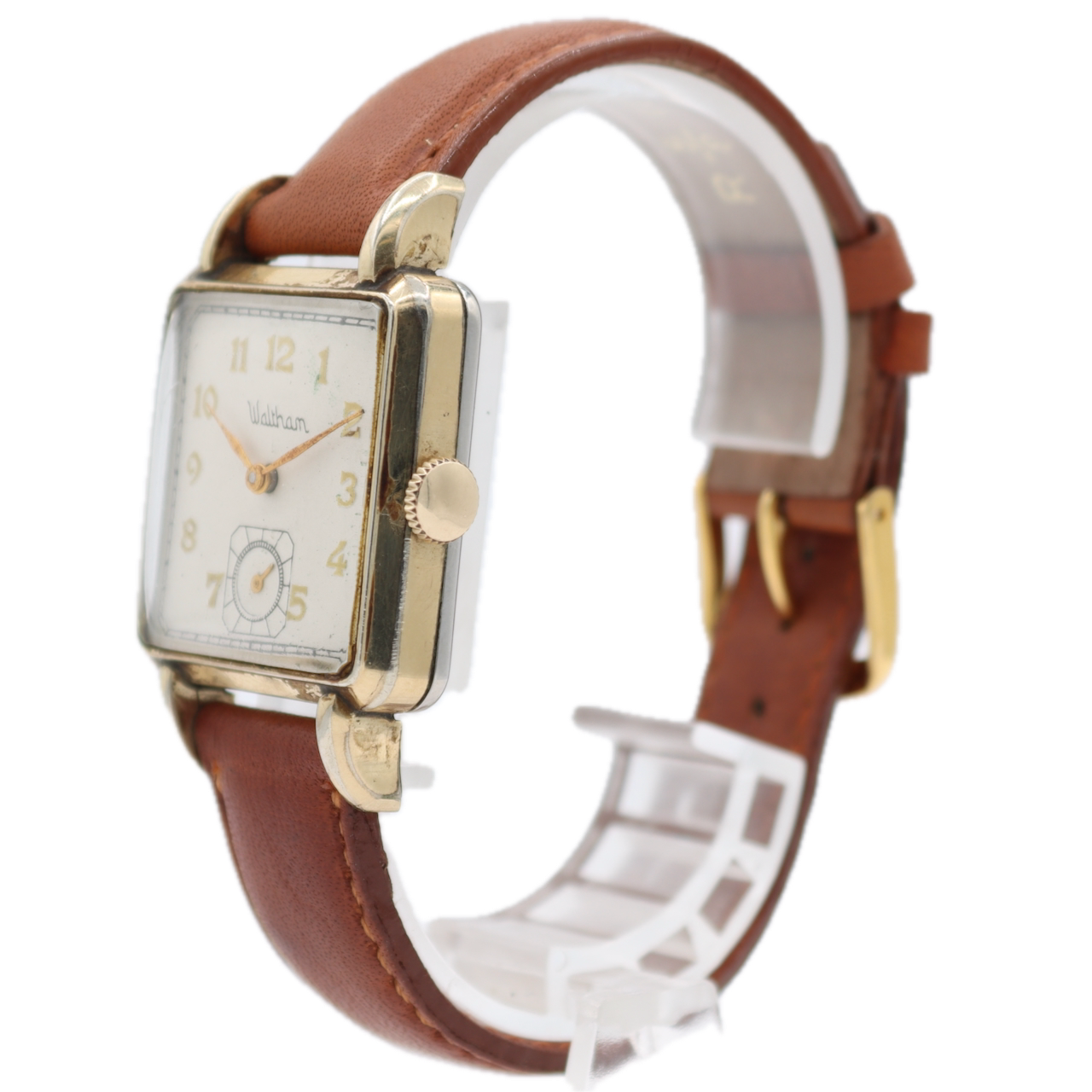 Vintage 28.5mm Waltham Square Dial 17J Men's Mechanical Wristwatch USA 10k RGP