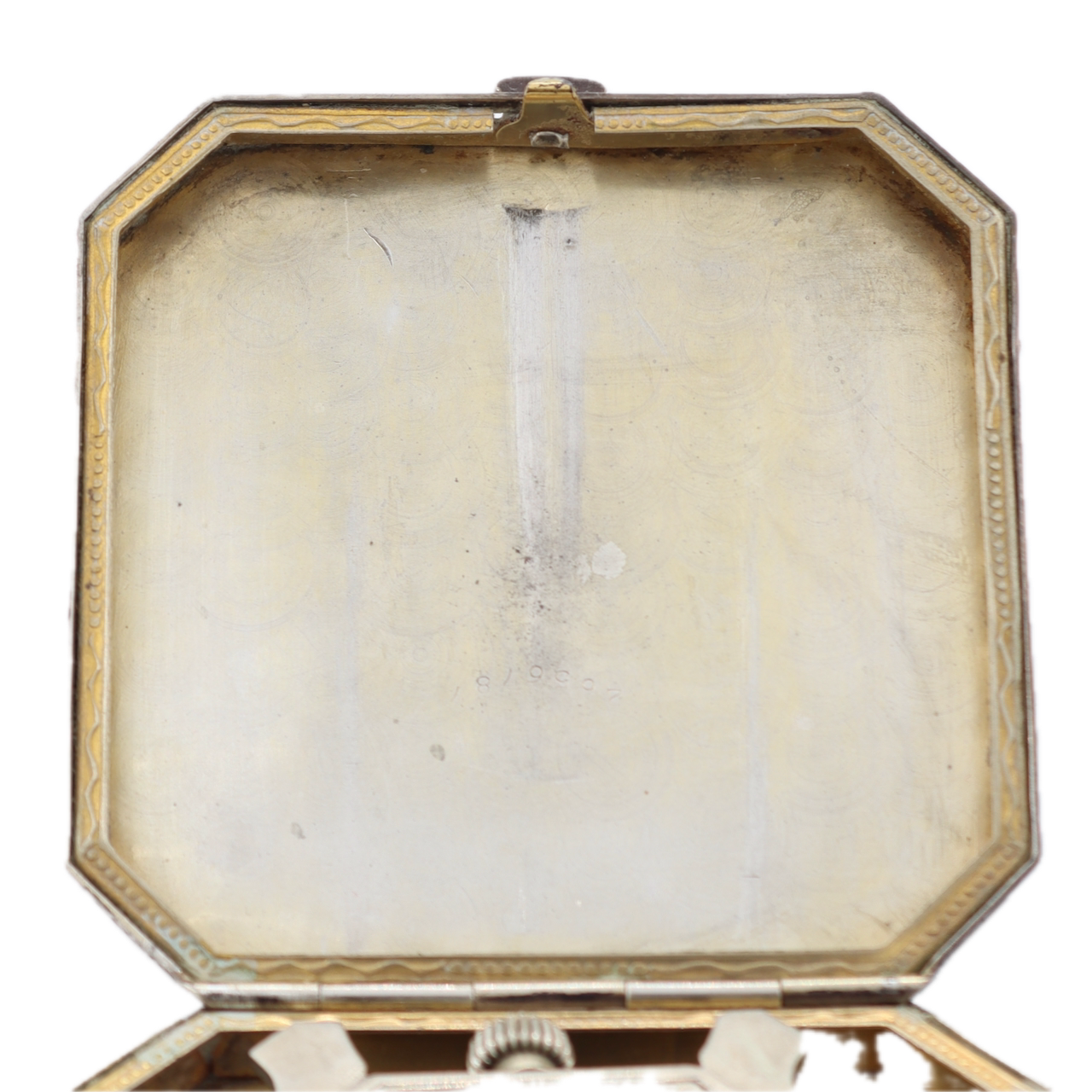 Antique 1928 Elgin Mechanical Travel Clock 303 Spartan Case Sterling Silver