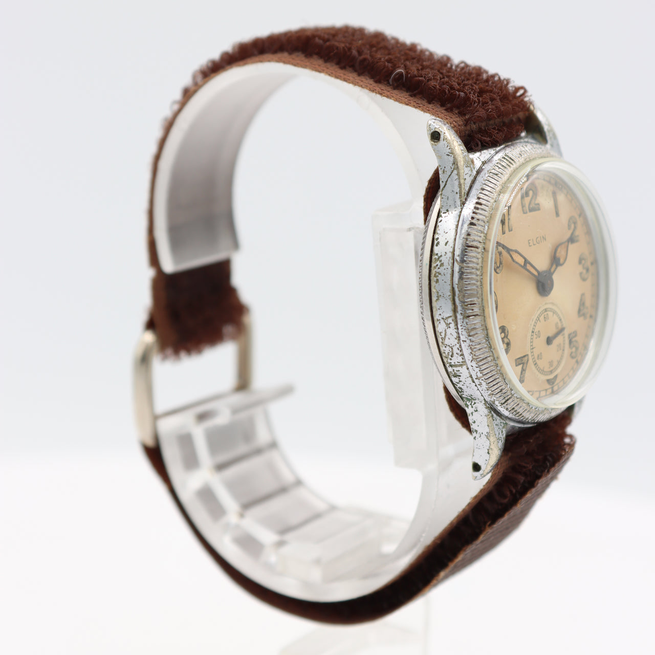 Vintage Elgin Military Style Men's Mechanical Wristwatch 554 USA Chrome
