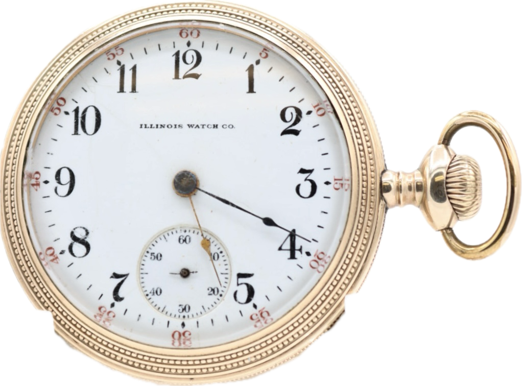 Antique 18S Illinois Railroad Pocket Watch 79 10k Gold Filled Beaded Style