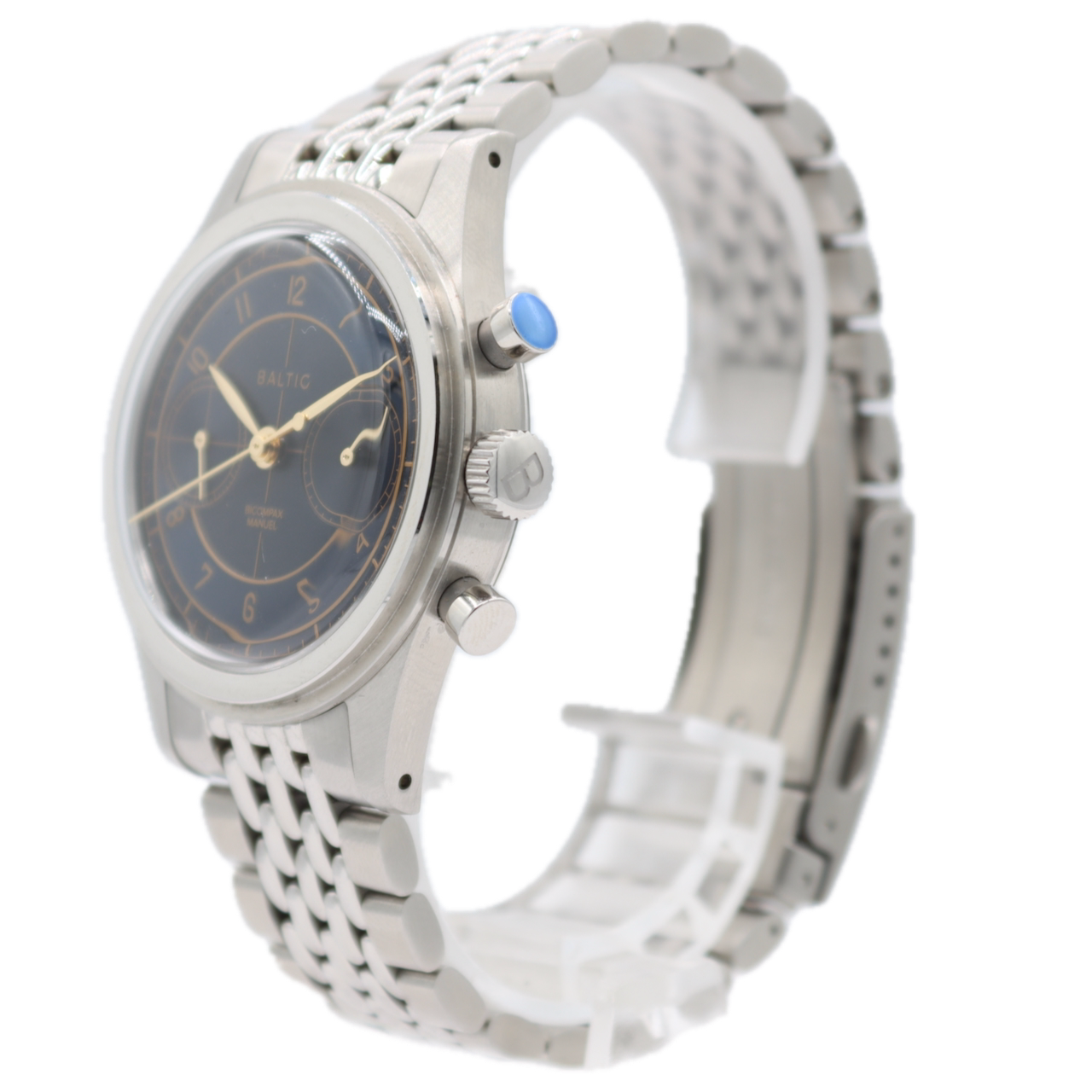 38mm Baltic Bicompax 002 Men's Chronograph Wristwatch ST1901 France SteelBlue
