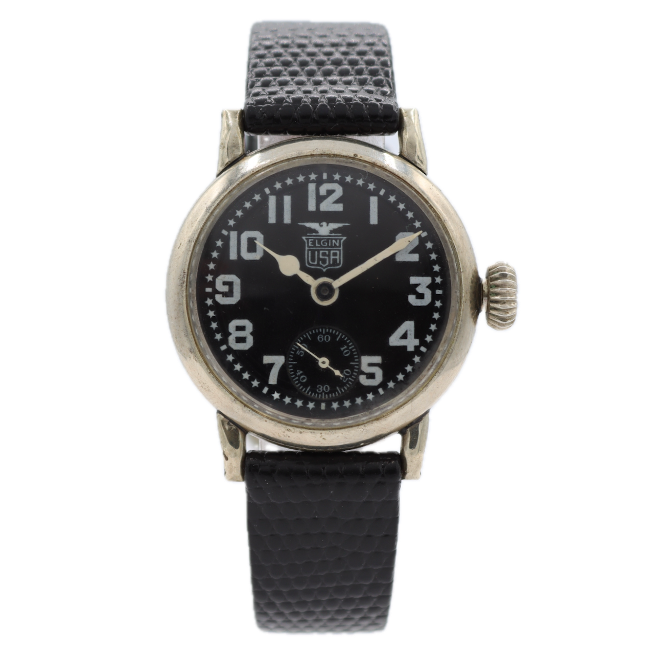 Vintage 1916 Elgin Pershing Trench 7 Jewel Men's Mechanical Wristwatch Nickel