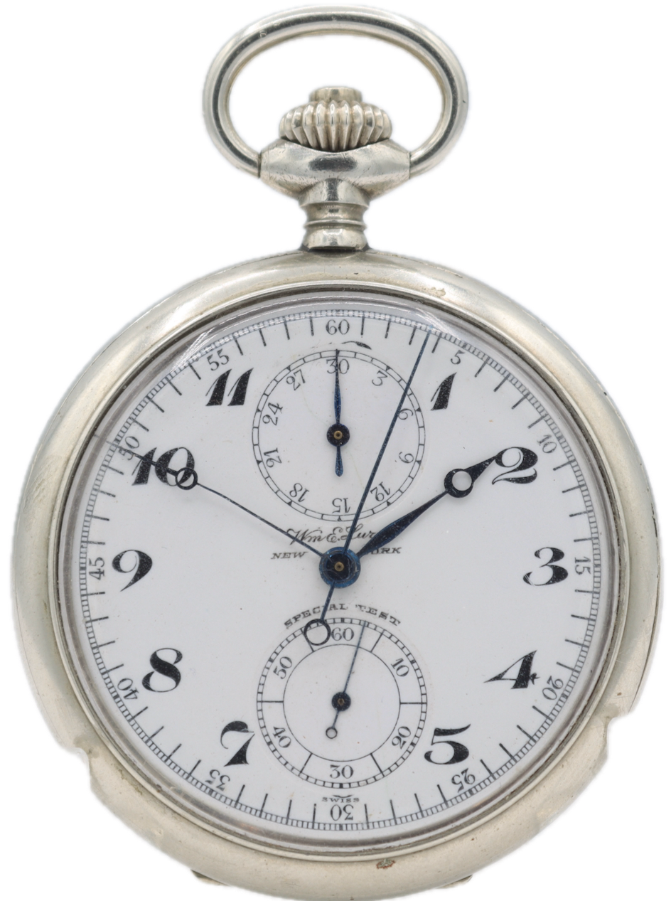 Antique 52.5mm Zenith 17 Jewel Chronograph Pocket Watch Special Test Swiss