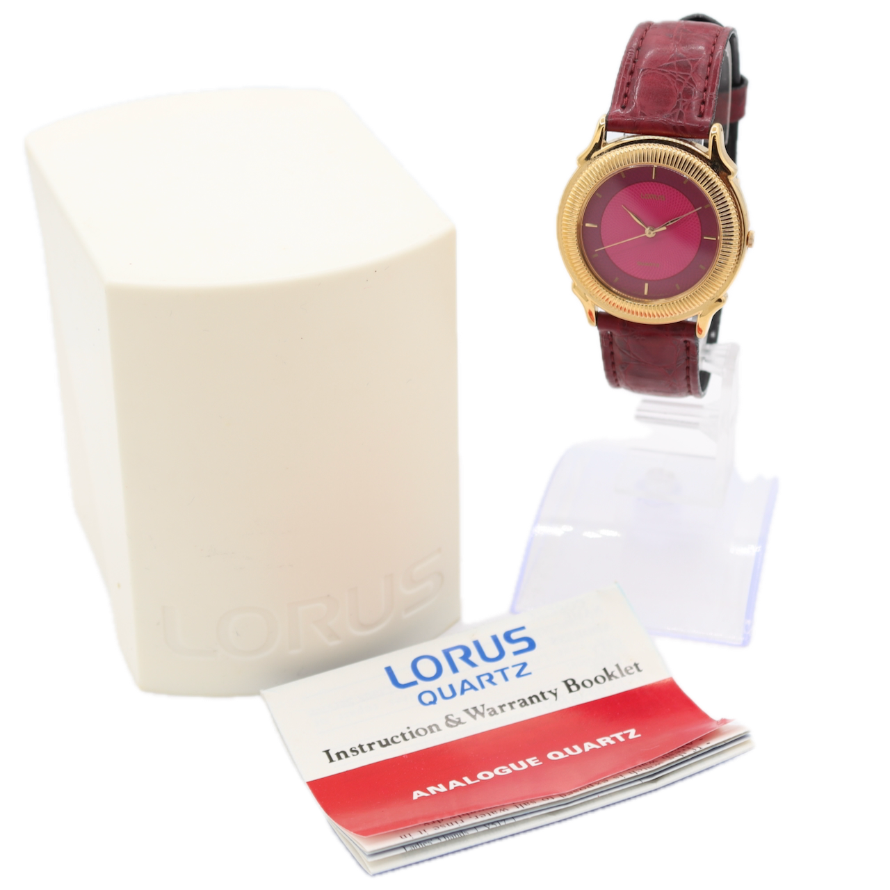 32mm Lorus V501-6H90 Pink Dial Ladies Quartz Wristwatch Japan Gold Tone W/ Box
