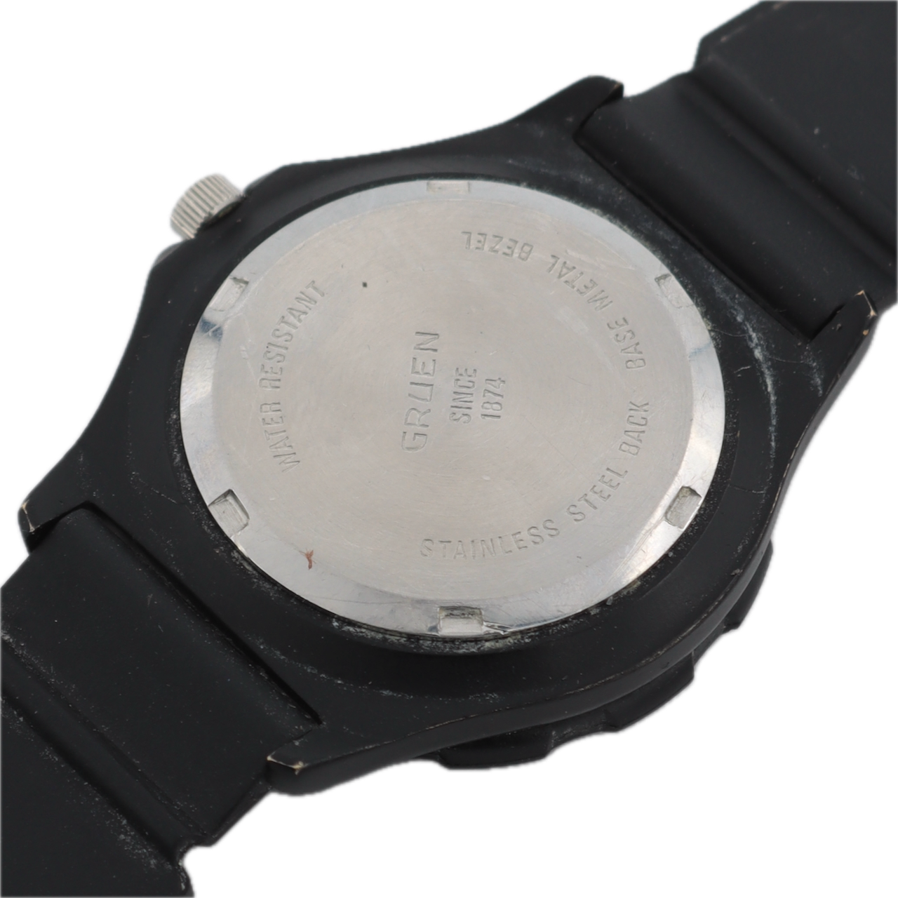Vintage Gruen F1 Style Black Men's Quartz Wristwatch Japan Steel & Plastic