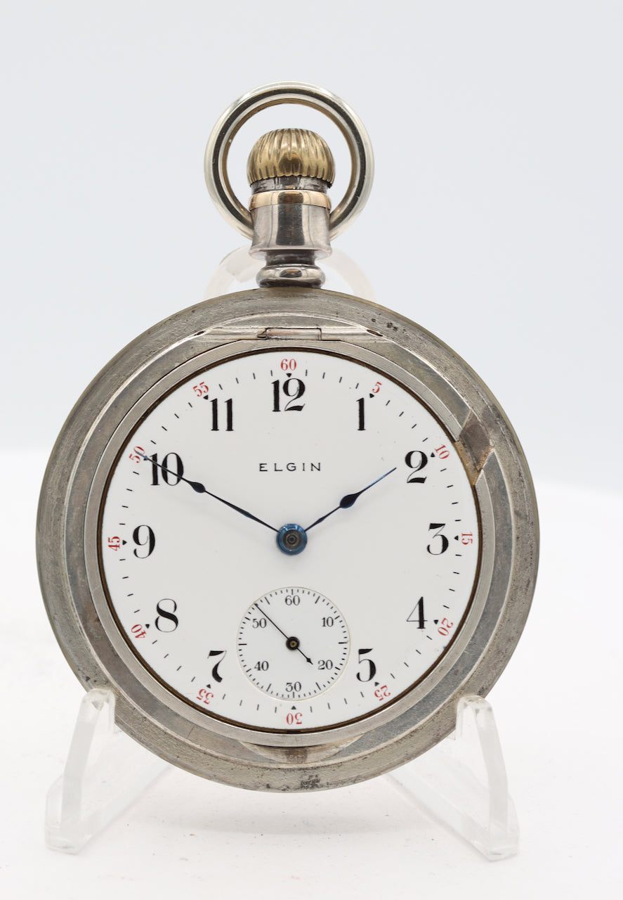 Antique 18s 1905 Elgin Swingout Mechanical Pocket Watch 294 Silver Filled USA