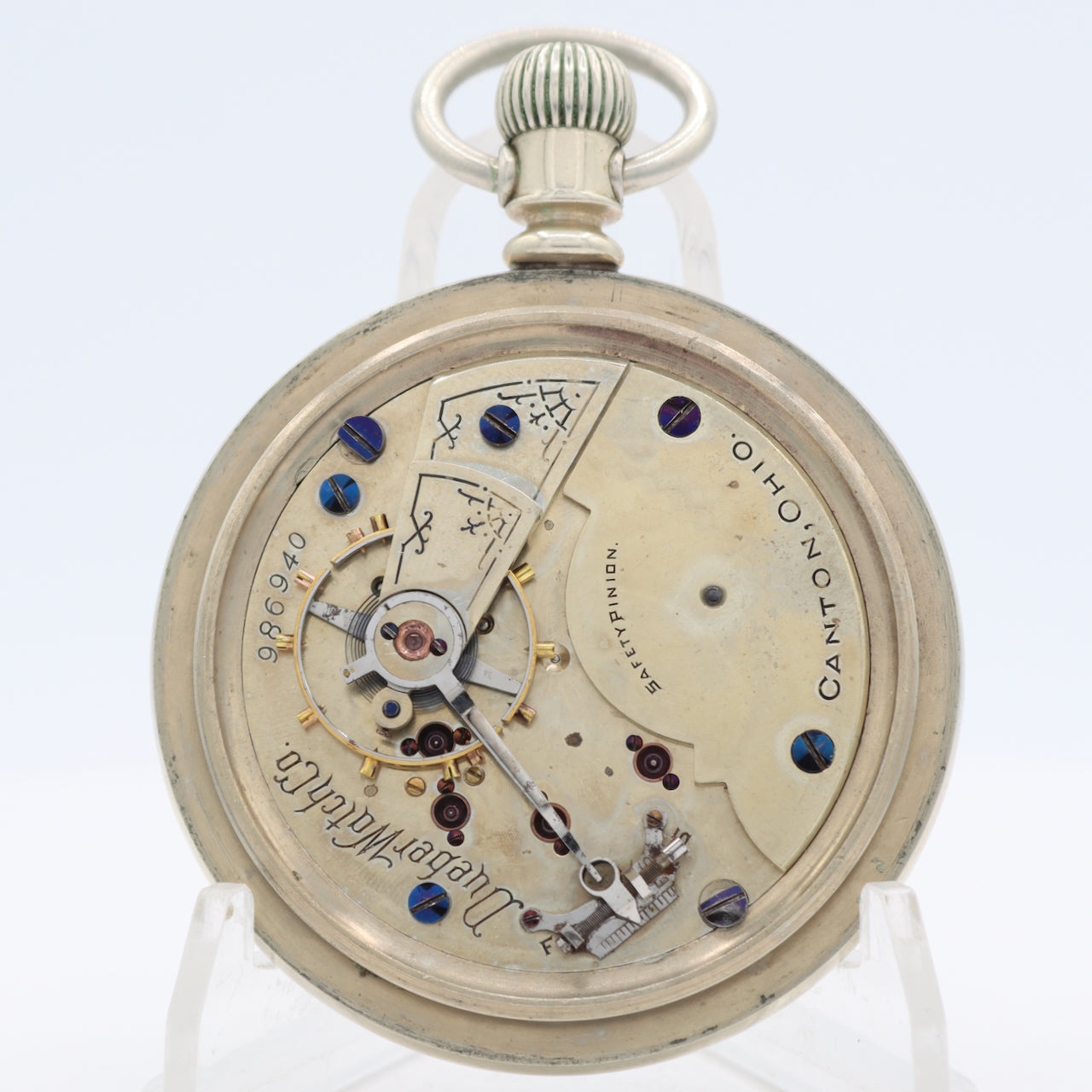 Antique 18s 1896 Hampden 15j Mechanical Railroad Pocket Watch Ore SilverUSA
