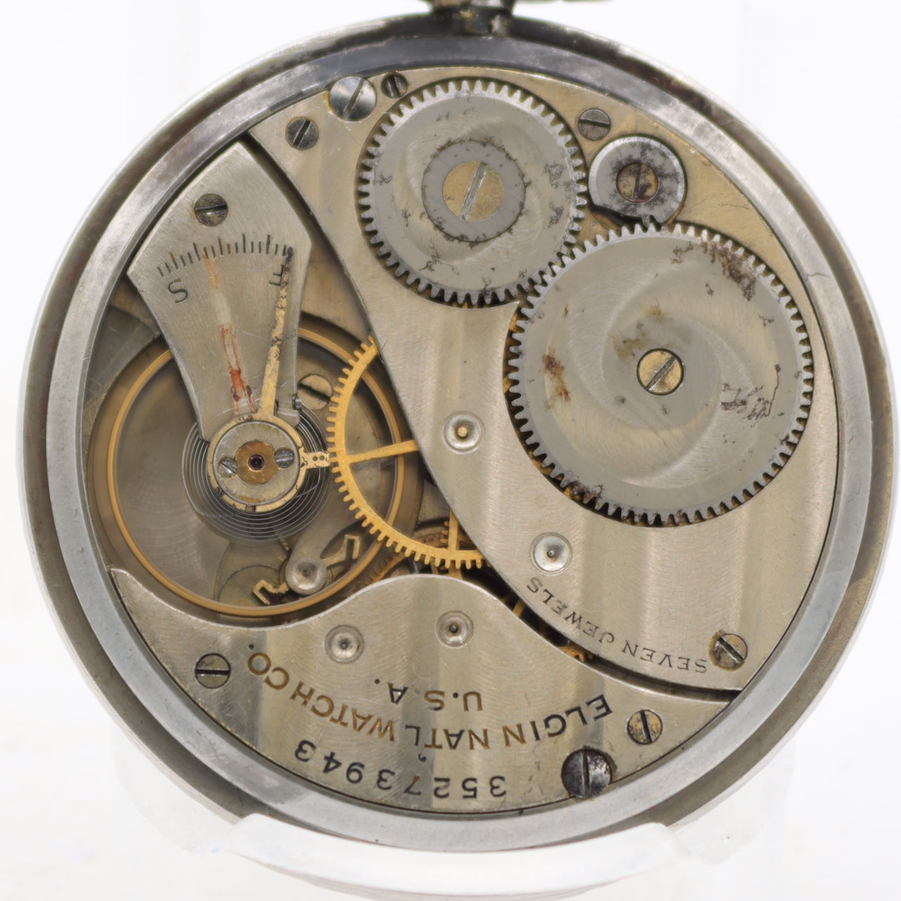 Antique 12 Size Elgin 7 Jewel Mechanical Pocket Watch 496 Steel Running