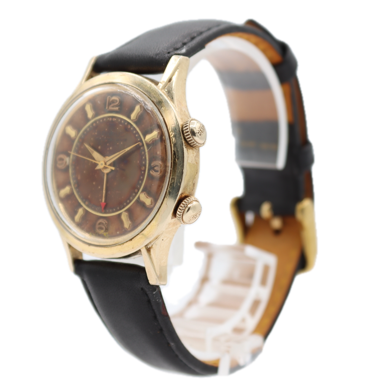 Vintage 33.5mm Benrus 6110 Wrist Alarm Men's Automatic Wristwatch Swiss 10k GF