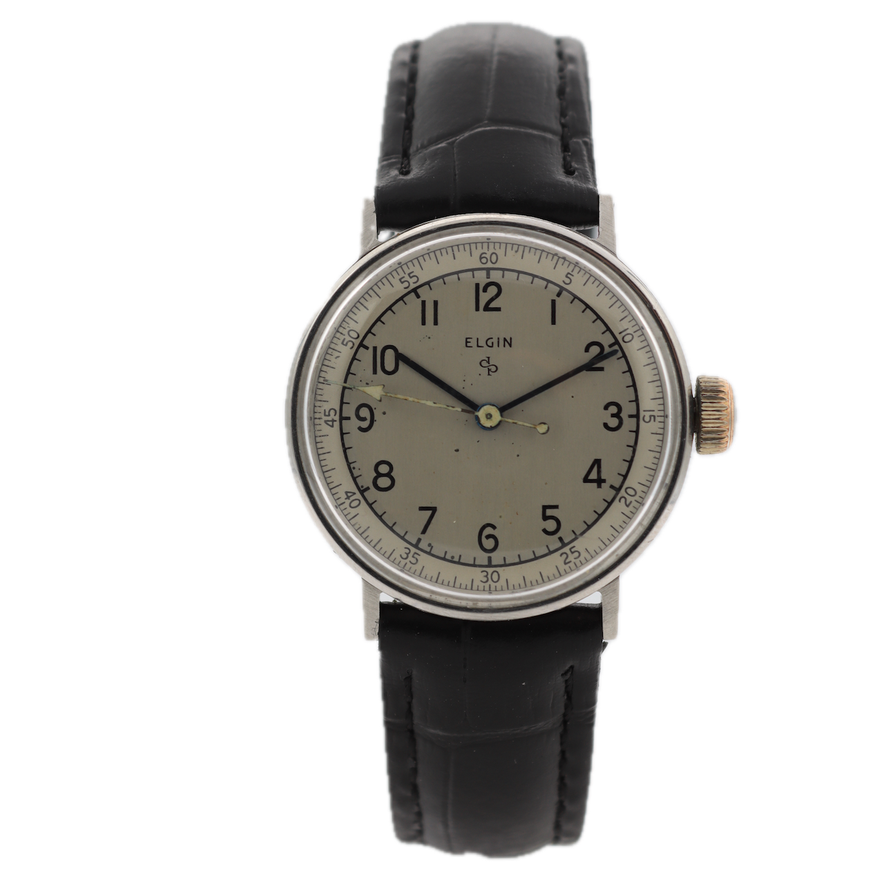Vintage 1947 Elgin 6606 Tactical Dial Men's Mechanical Wristwatch 539 USA Steel