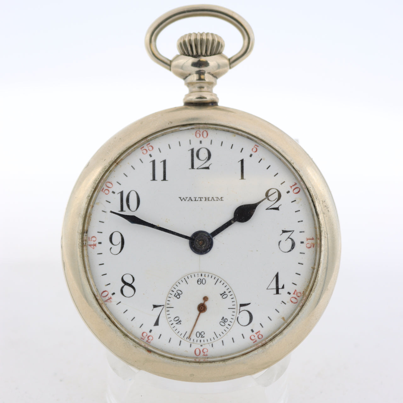 Antique 16 Size Waltham 7 Jewel Mechanical Pocket Watch Traveler Nickel USA