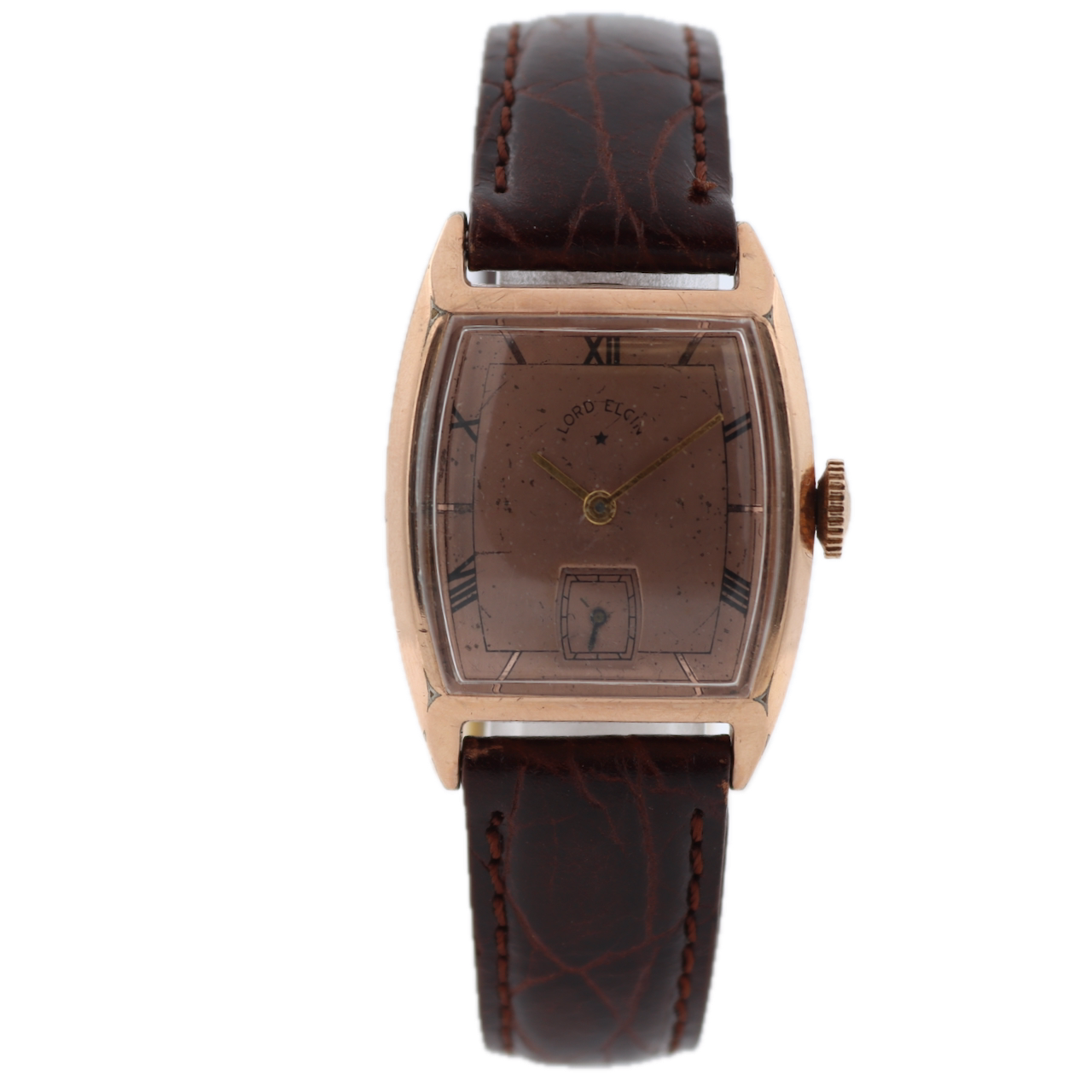 Vintage 25.5mm Lord Elgin 21 Jewel Men's Mechanical Wristwatch 556 14k Pink GF