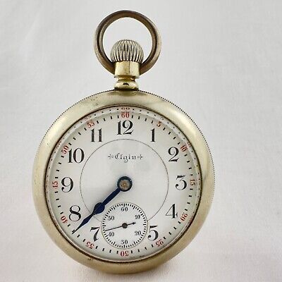 Antique 18S Elgin B.W. Raymond 17J Railroad Pocket Watch 180 w Gilt Train Back