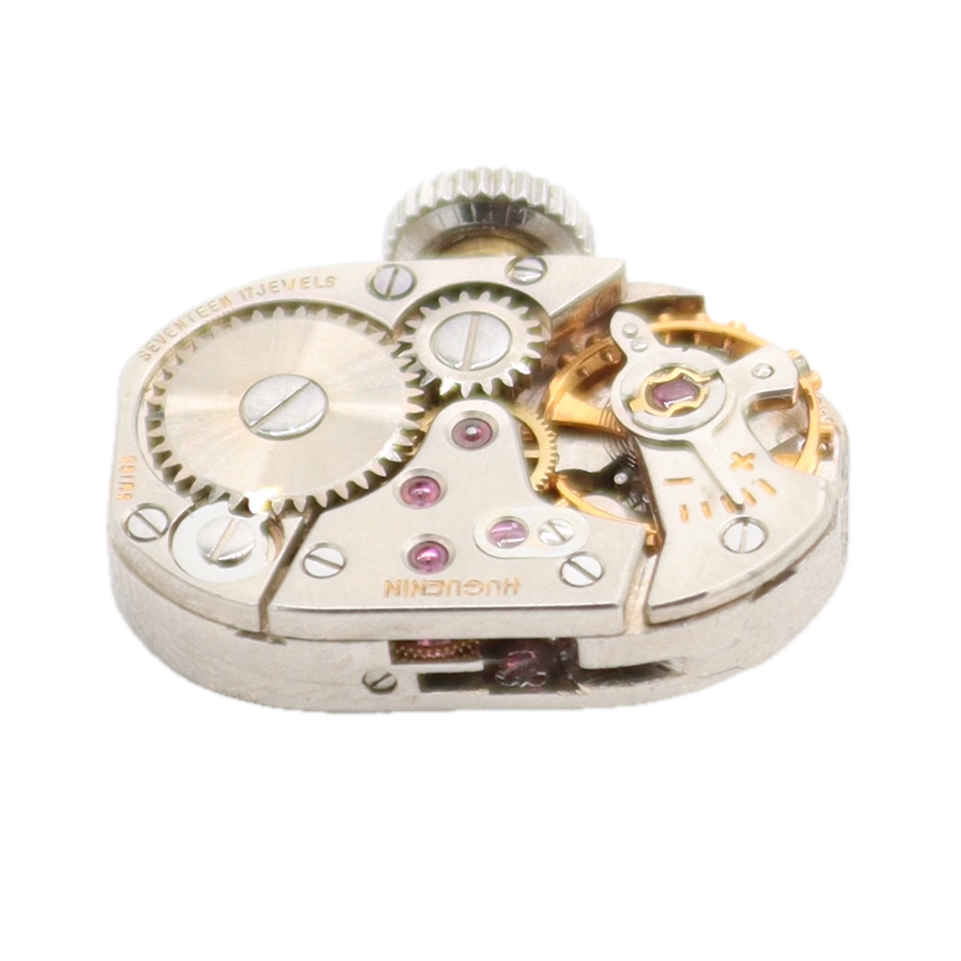Vintage 14.5mm Hugueinn Moissanite Ladies Mechanical Wristwatch 2345 Silver Tone