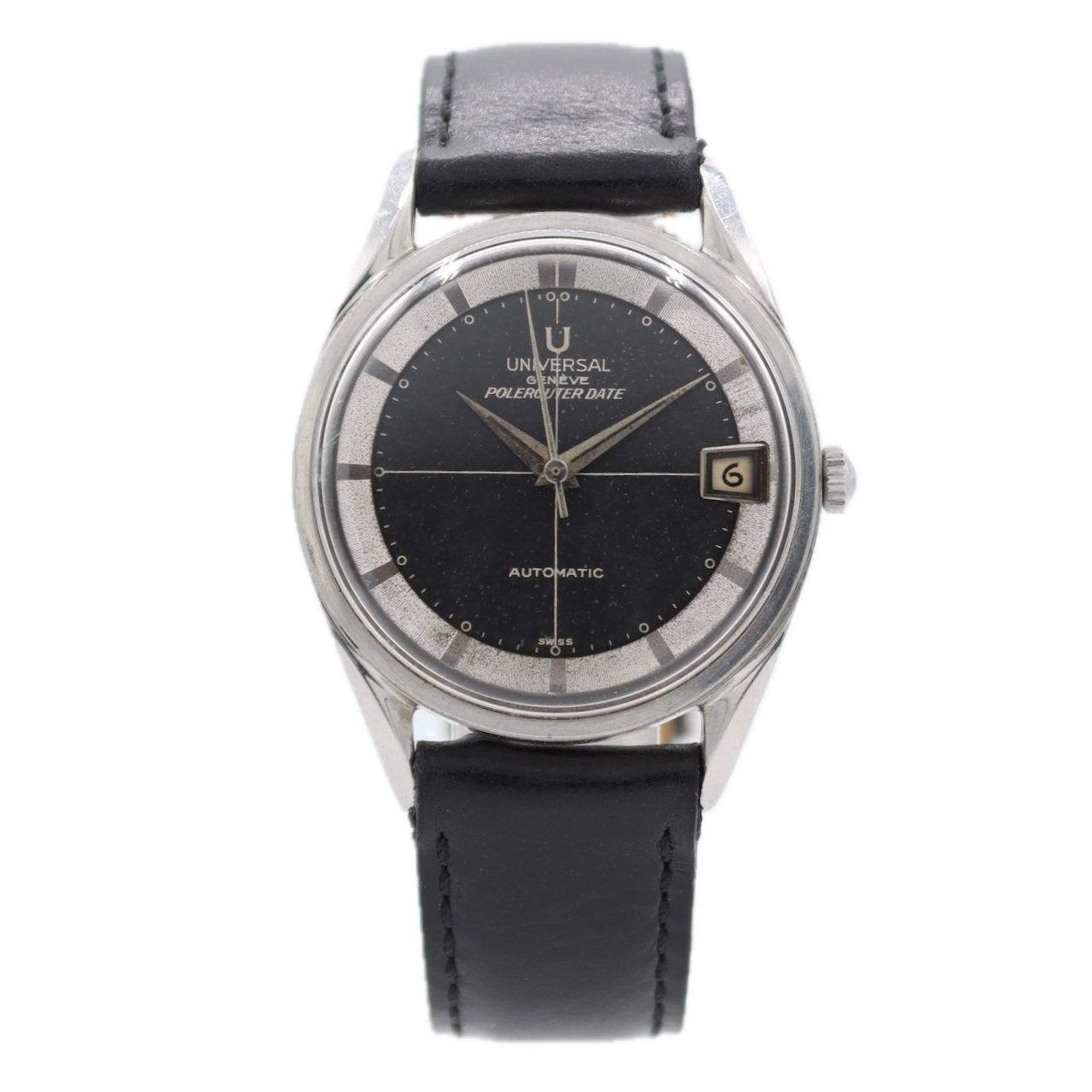Vintage Universal Geneve 204503-2BD Polerouter Date Men's Wristwatch Steel