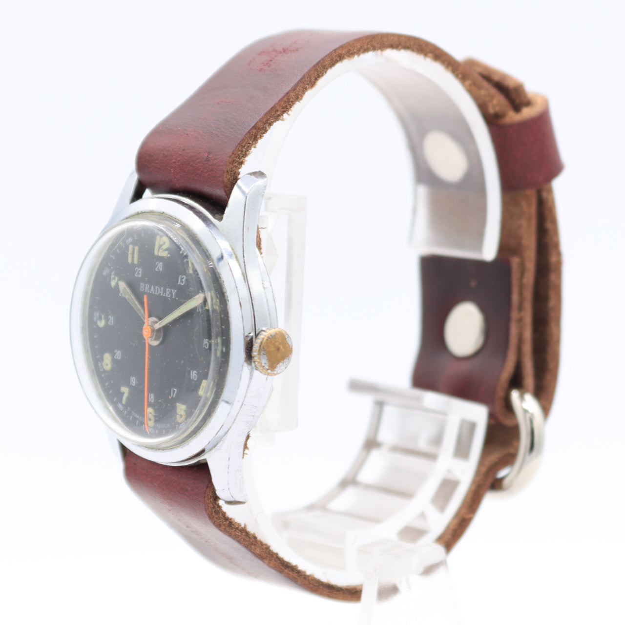 Vintage 30mm Bradley Military 1 Jewel Men's Mechanical Wristwatch EB8800 Steel