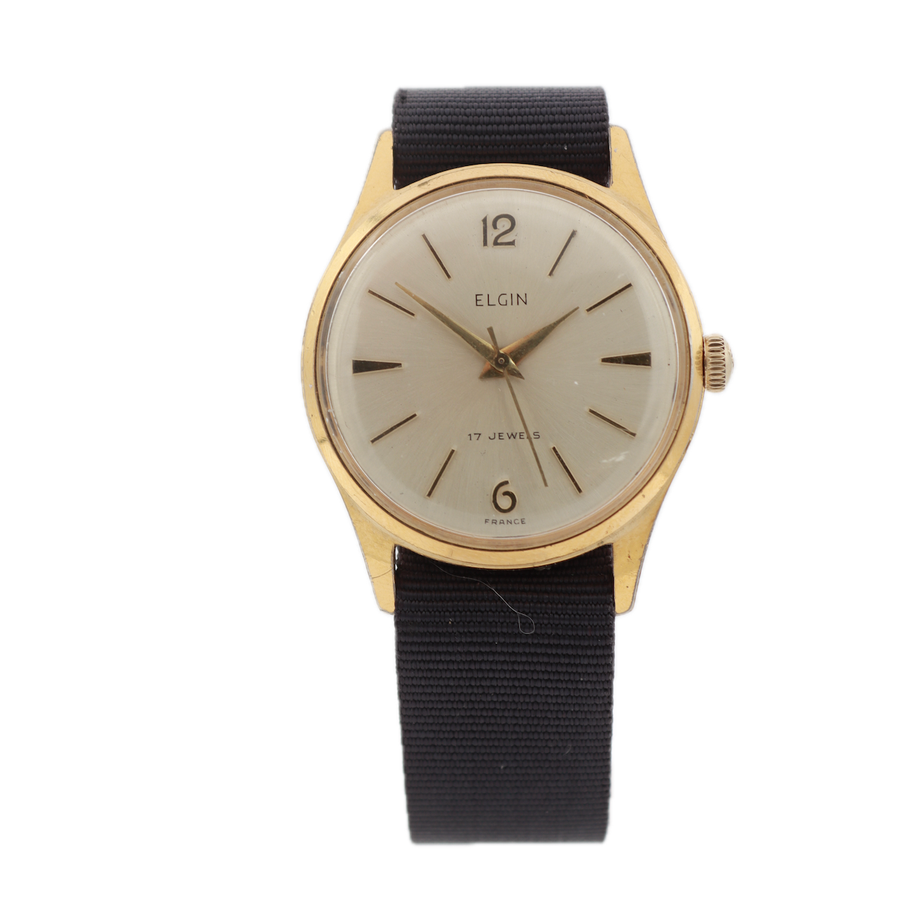 Vintage Elgin 8903 Sunburst Men's Mechanical Wristwatch 720 France Gold Tone