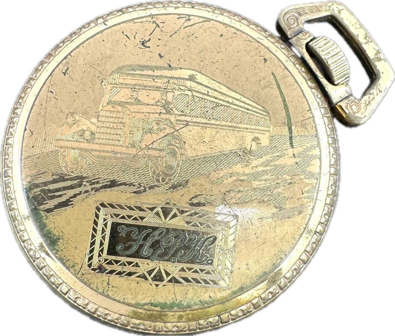 Antique 16 Size Elgin Multicolor Dial Pocket Watch 224 Gold Tone Bus Case Back