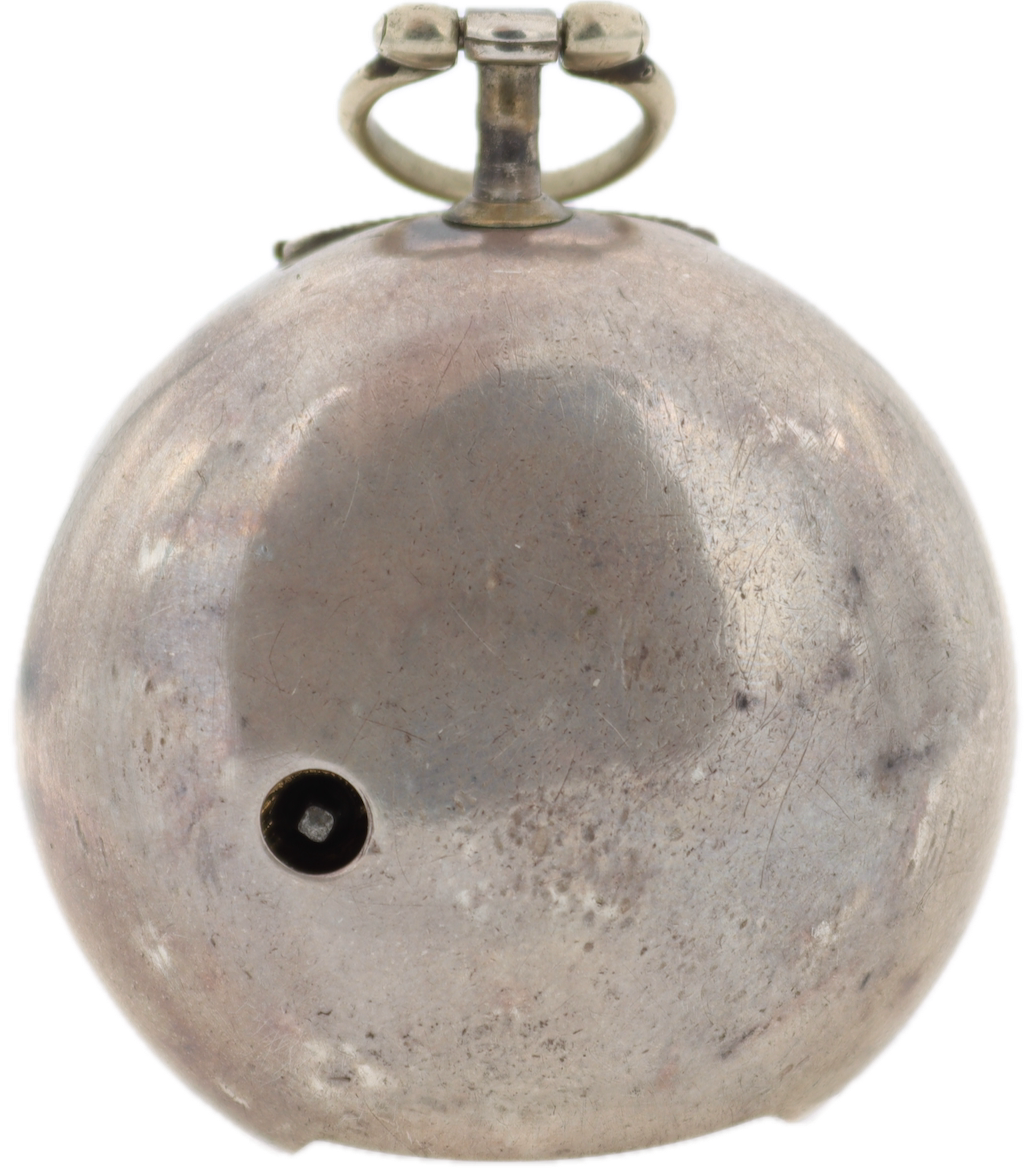 Antique Pamson Pair Case Key Wind Fusee Pocket Watch Repousse Sterling Silver