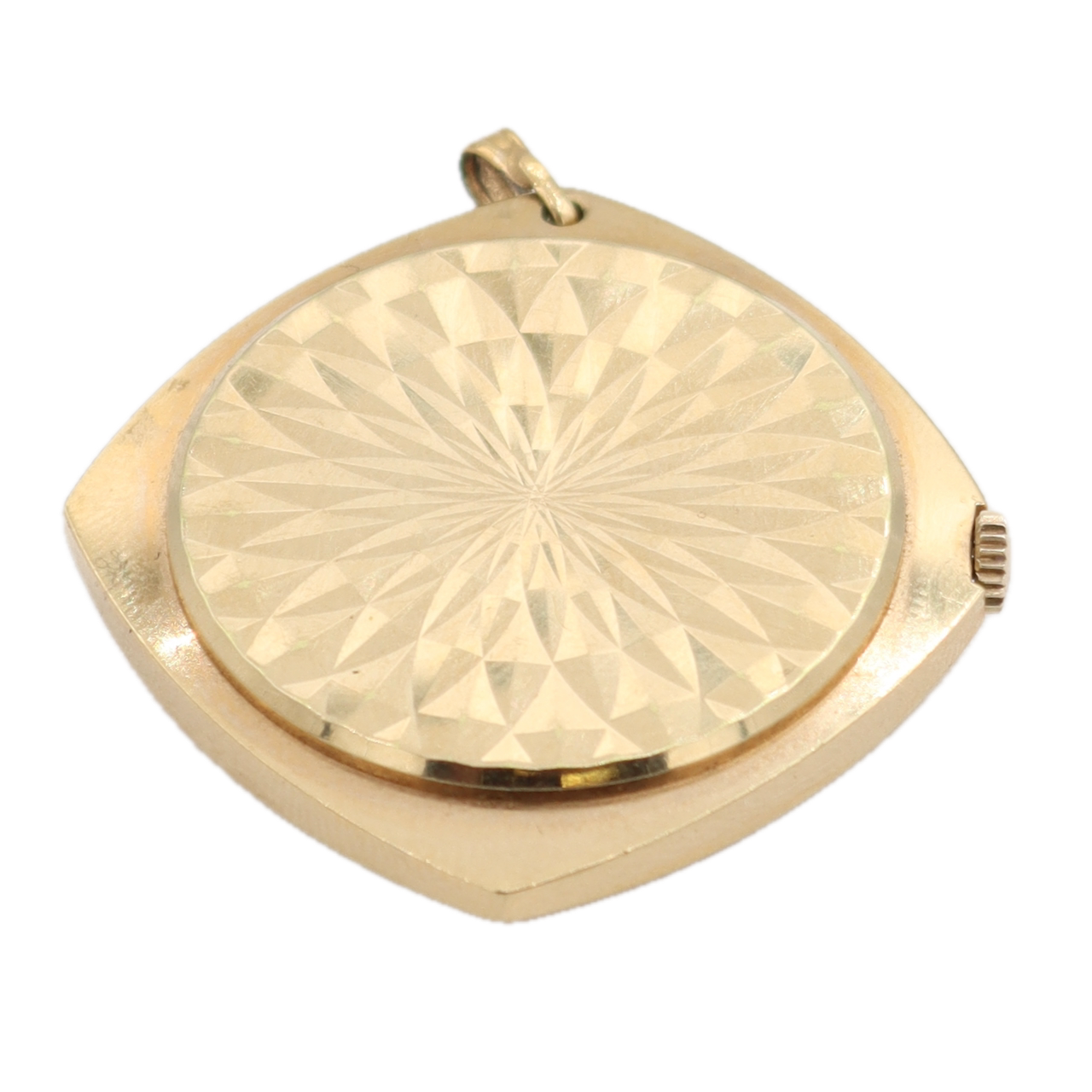 Vintage 0s Bulova Linen Bezel 17 J Mechanical Pendant Watch 11 ALL Gold Plated