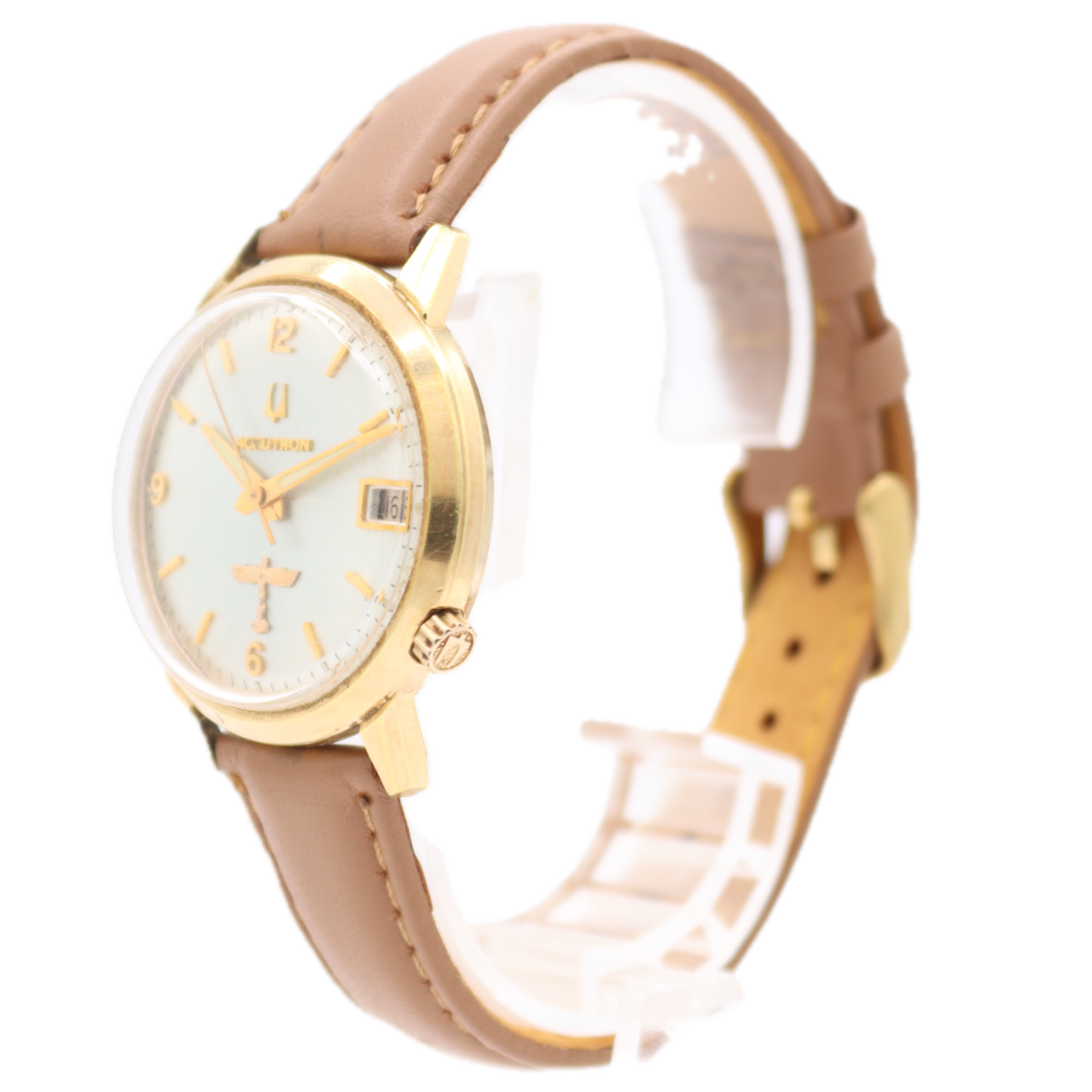 Vintage 34mm 1974 Accutron 2181 Boeing Award Men's Tuning Fork Wristwatch 10kRGP