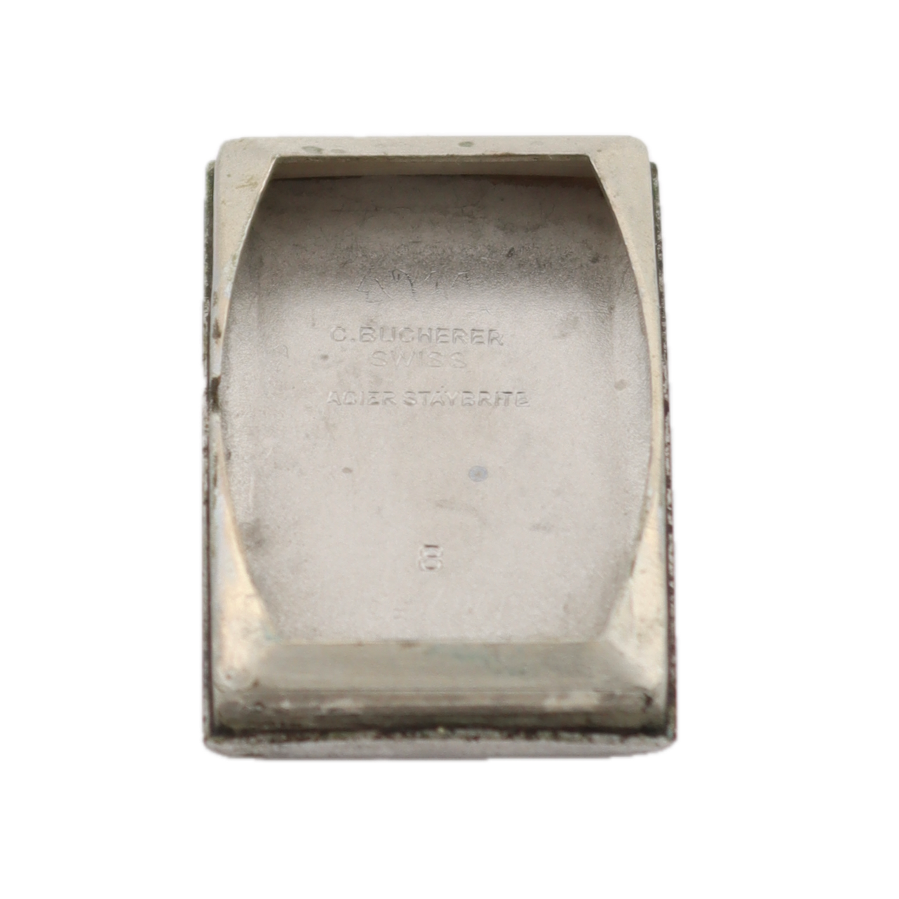 Vintage 19.5mm Bucherer Curved & Rectangular Men's Mechanical Wristwatch Steel