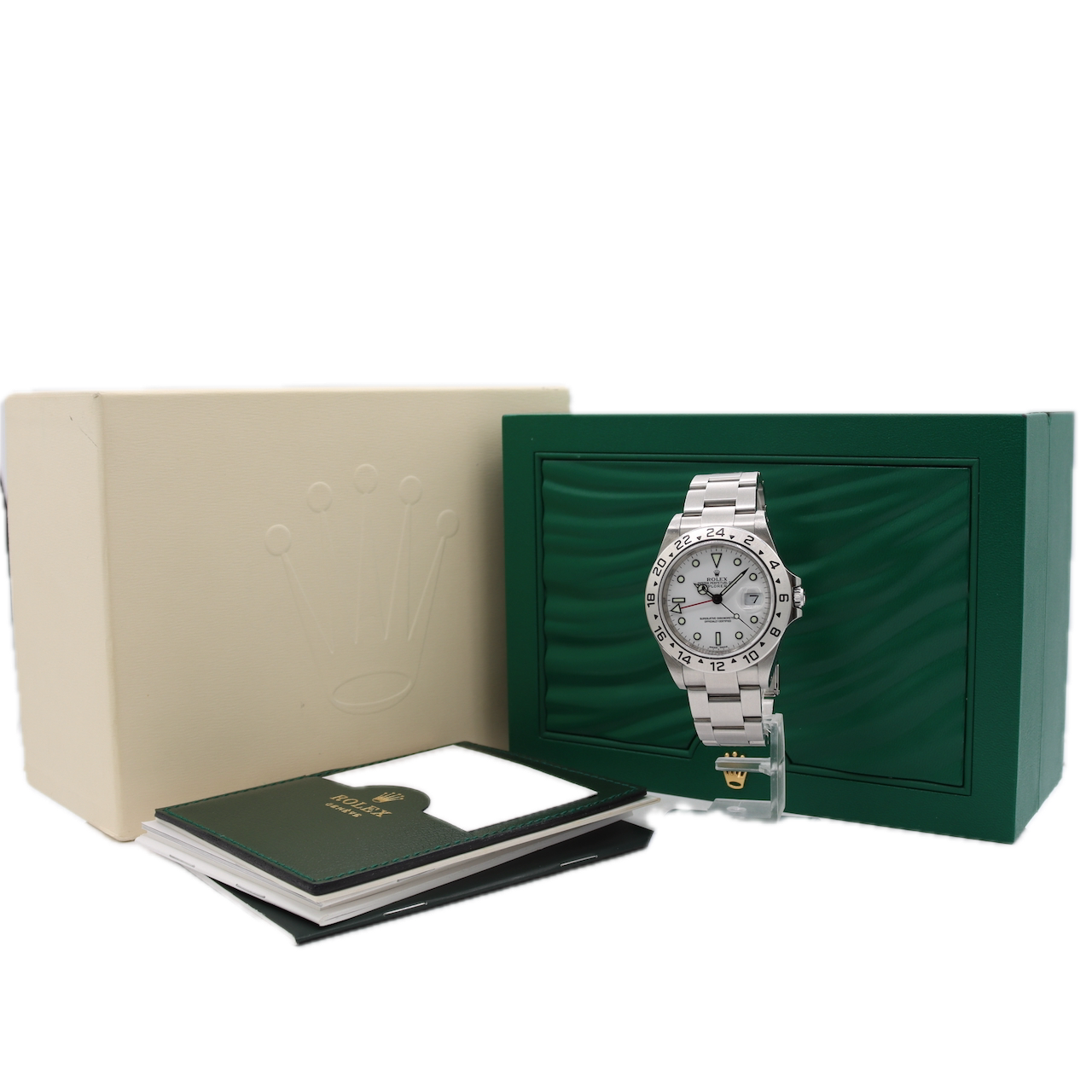 2002 Rolex 16570 Explorer II Men's Automatic Wristwatch Steel Polar GMT W/ Kit