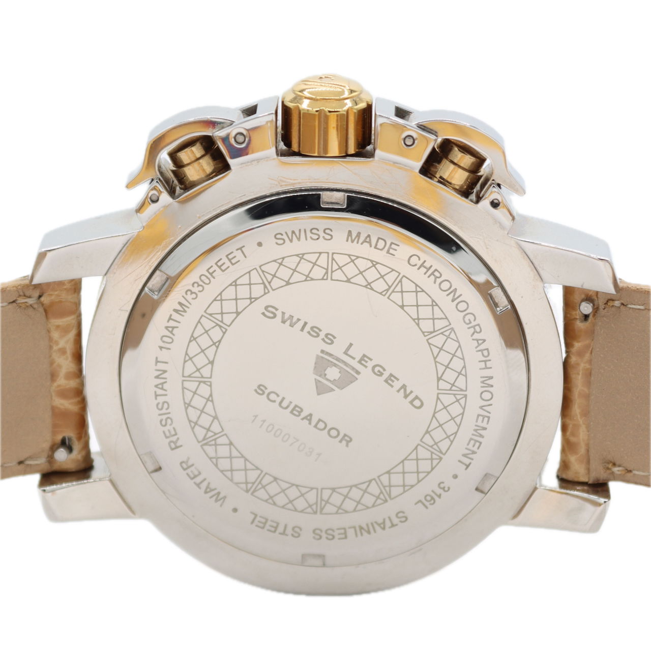 Swiss Legend Scubador Men's Quartz Wristwatch Swiss Two Tone Chronograph 100M