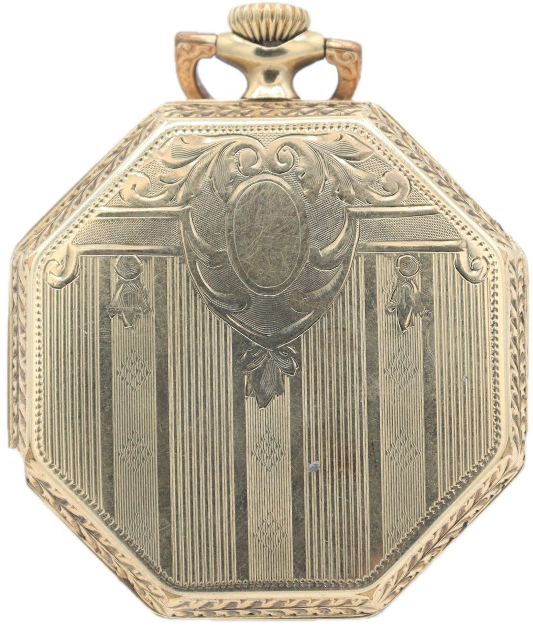 Antique 12s 1923 Elgin Octagonal Pinstriped 15 Jewel Pocket Watch 315 USA