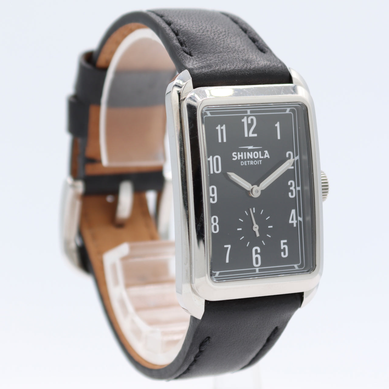 Vintage 28mm Shinola Omaha Black Men's Quartz Wristwatch USA Steel Sleek