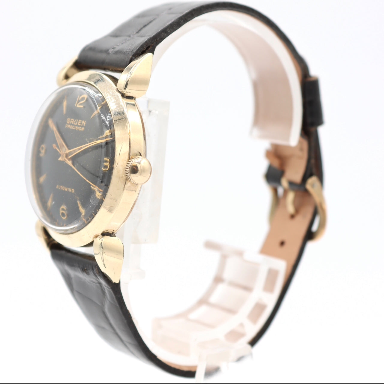 Vintage 32mm Gruen Precision Men's Bumper Automatic Wristwatch 62SS USA 10k GF