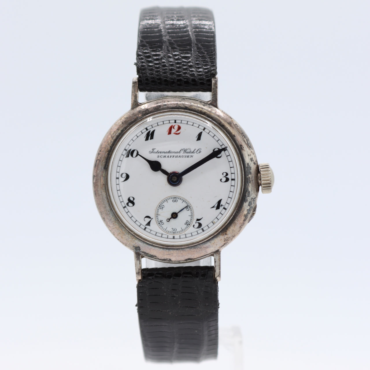 Antique 1907 IWC Trench Style Men's Mechanical Wristwatch USA Coin Silver Runs