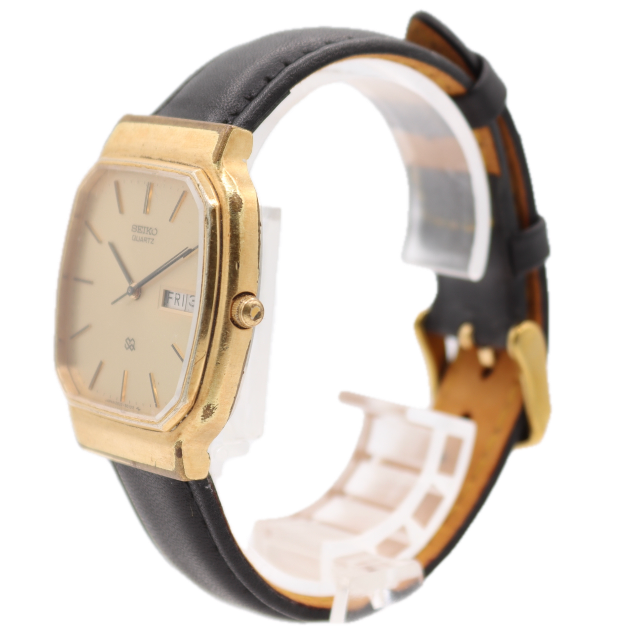 Vintage 34mm Seiko 2633-5010 Day Date Men's Quartz Wristwatch Japan Gold Plated